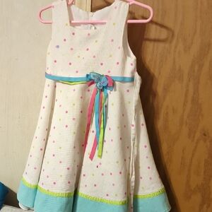 Charming Polka Dot Kids Dress with Blue Accents